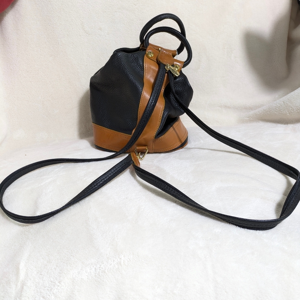 Valentina Convertible Black Brown Leather Shoulder Crossbody Sling Backpack‎ - Picture 7 of 16